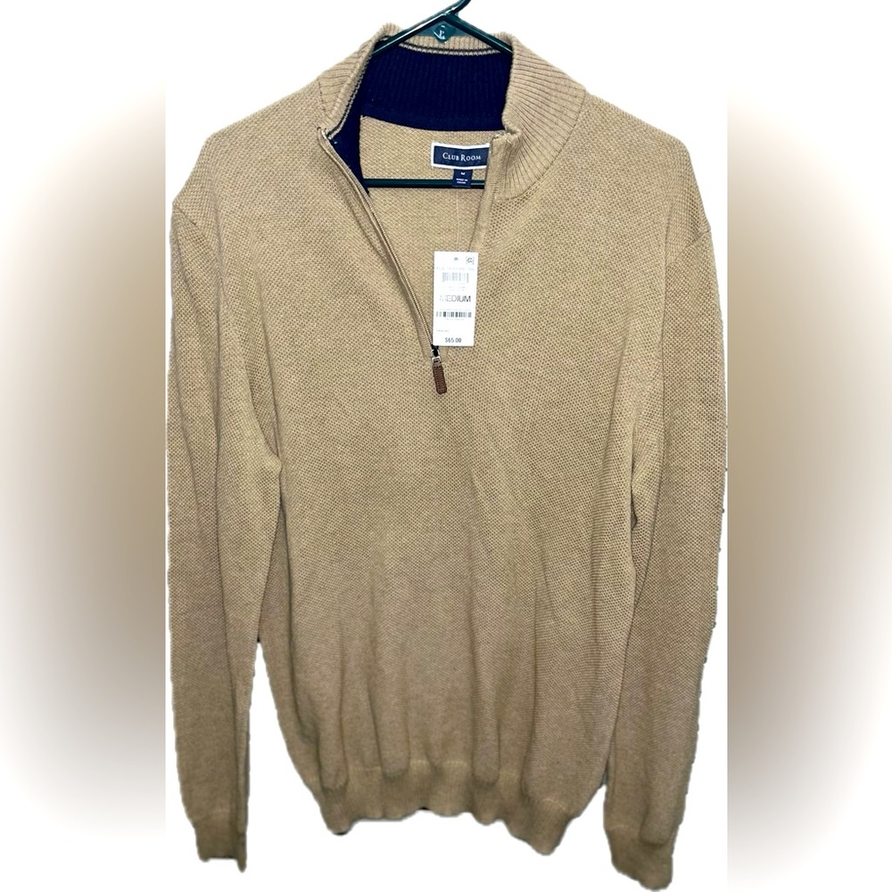 Men’s Quarter-Zip Cotton Long Sleeve Sweater